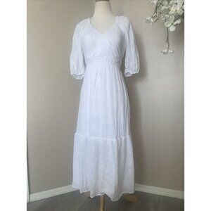 Sofia Jeans by Sofia Vergara White Eyelet Empire Waist Midi Bridgerton Dress XS